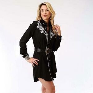Women's Roper Black Western Shirt Dress Med
